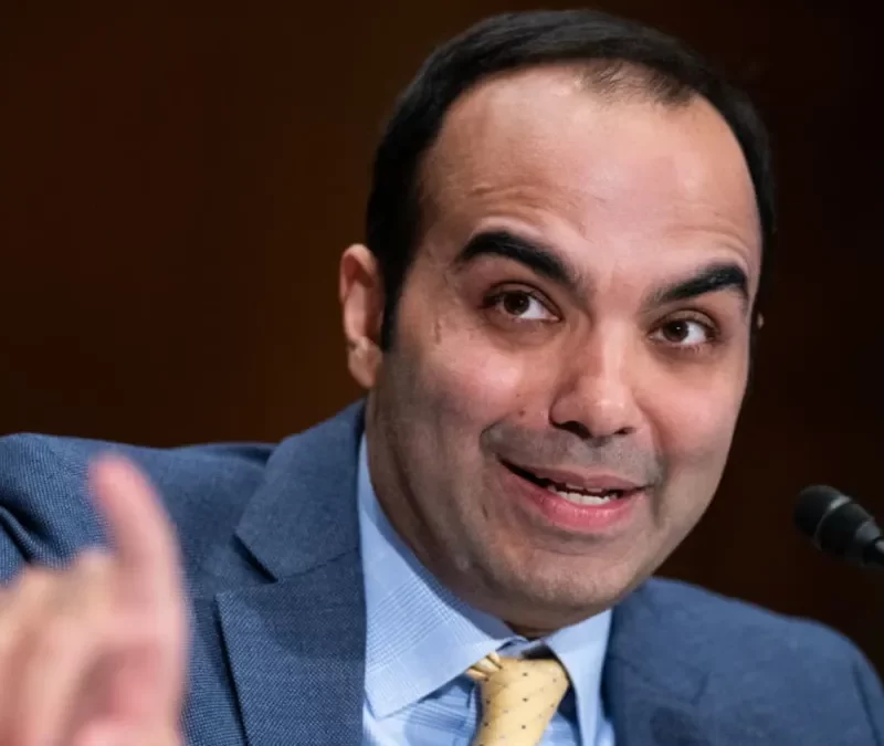 Rohit Chopra, director of the CFPB, testifies during the Senate Banking, Housing and Urban Affairs Committee hearing titled “The Consumer Financial Protection Bureau’s Semi-Annual Report to Congress,” in the Dirksen Building on Nov. 30, 2023.
